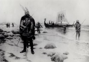 Leif Erikssonによるアメリカの発見（fl.1000） 作： American School